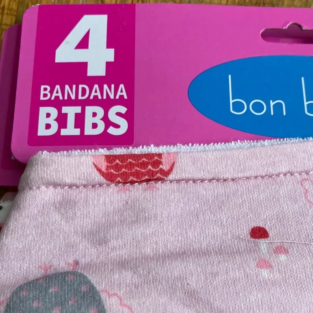 Bon Bebe Pink and Gray Owl Bandana Bibs Set
